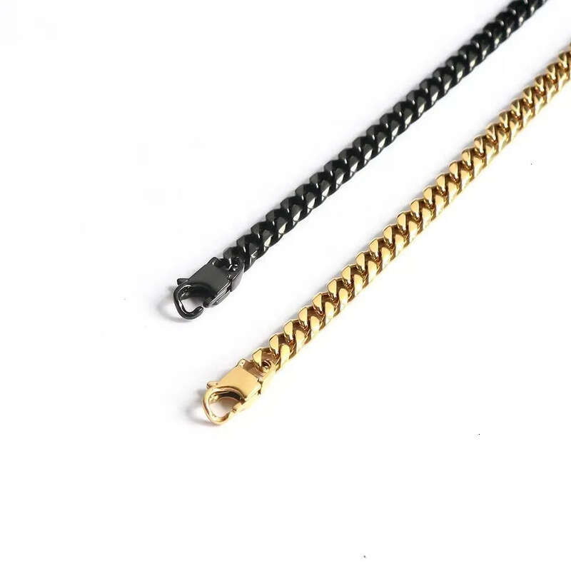 High Quality Stainless Steel Cuban Link Chain Necklace for Men Dia Cut Black Sier Vintage Trendy Jewelry Gold Plating