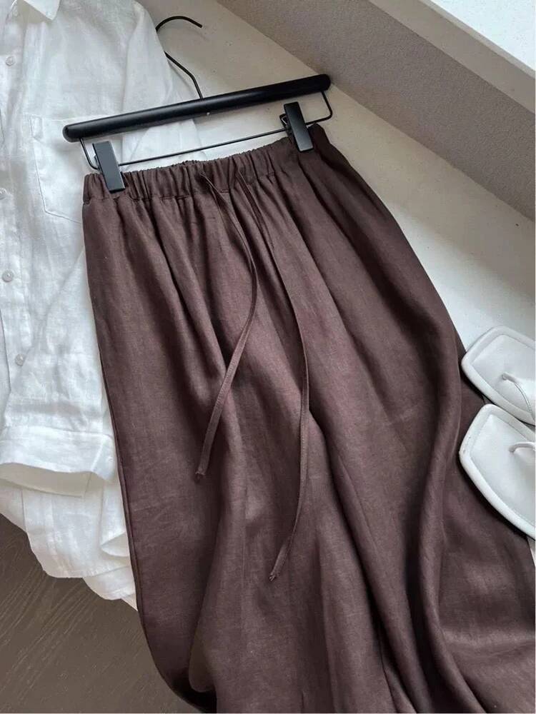 High Waist Linen Women Wide Leg Summer Thin Loose Casual Pants Haruku Korean Solid All Match Straight Trousers dongdumaoyi
