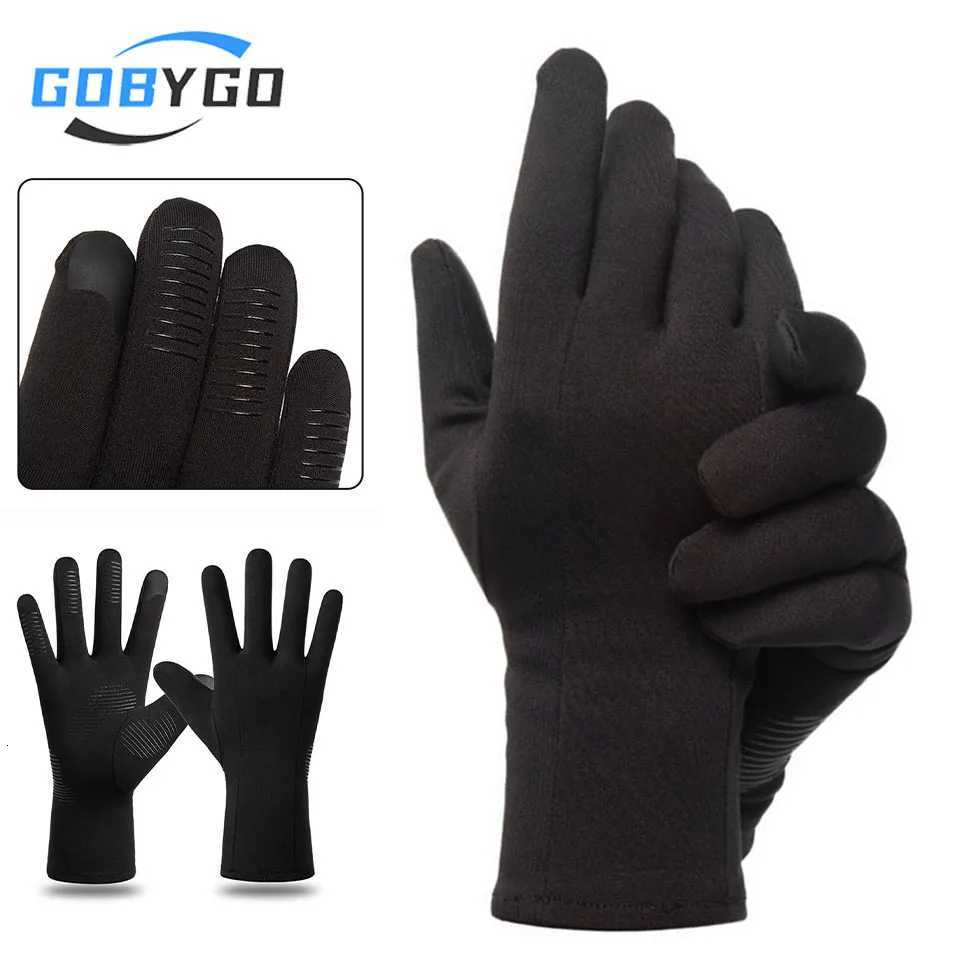 GOBYGO Winter Cycling Gloves Flip Fingers Touch Screen Windproof And Antislip Outdoor Ride A Bike Running Warm Sports Gloves Z250925