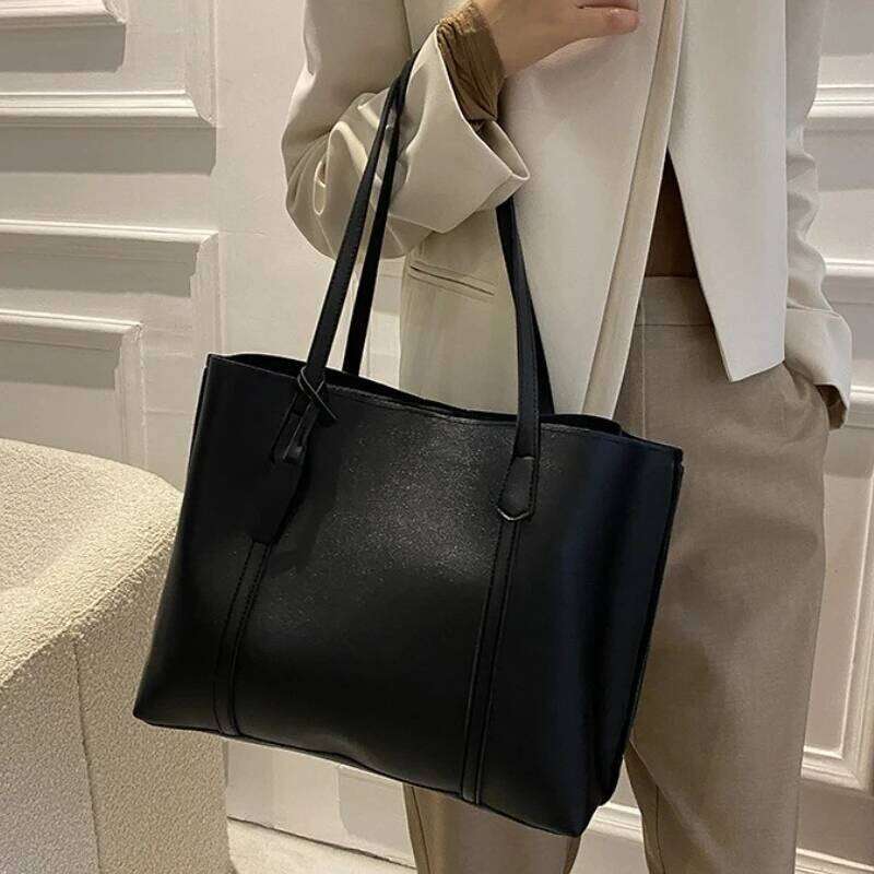 Large Capacity Women's New Soft Leather Tote Bag, Casual and Versatile Single Shoulder Bags for Woman Korean Style Handbags