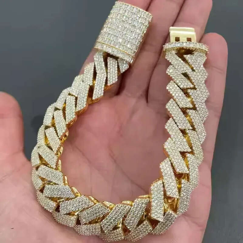 Iced Out Jewelry Vvs Dias Custom 24mm Necklace Hip Hop Sier Cuban k Chain Moissanite