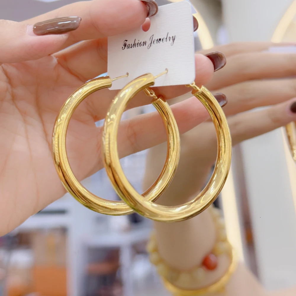 Earrings Hoops Fashion Copper Women Metal Round Stainless Steel Womens Jewelry 250930