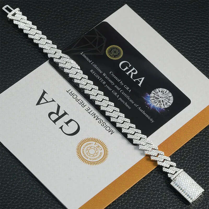 10mm Full Moissanite Inlay S Sier Dia Cuban Chain Trendy Brand Necklace Accessories Free delivery