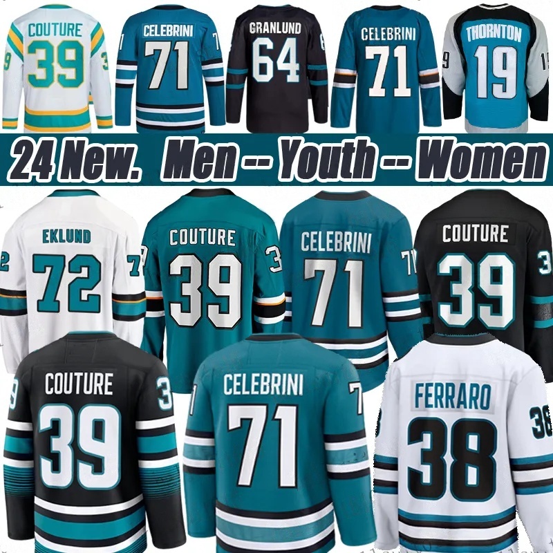 71 Macklin Celebrini Jers Logan Couture Mikael Granlund 24 hock jerss William Eklund California Fabian Zetterlund Mackenzie Blackwood san jose Shark