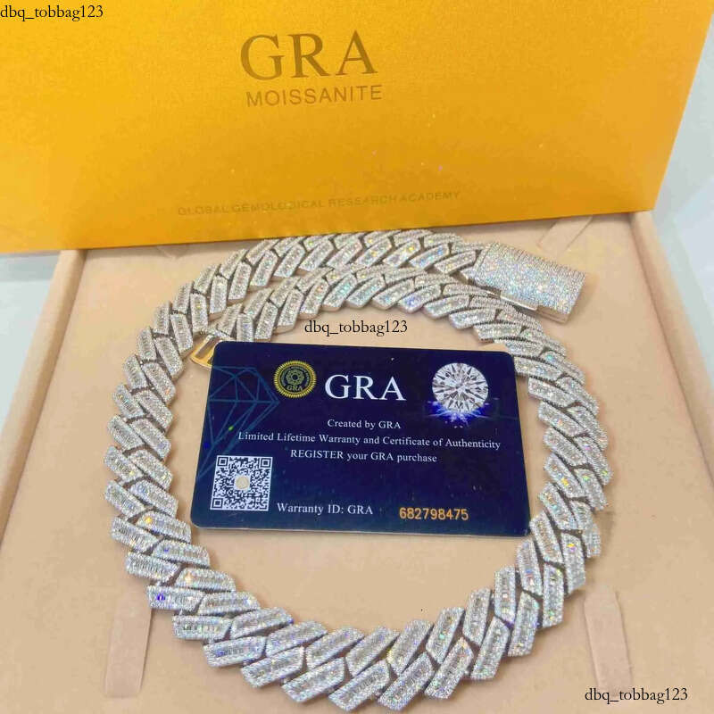 moissanite iced out cuban k chain Hip Hop Fine Jewelry Baguette Dia Men Necklace Sterg Sier Fully Vvs Moissanite designer jewelry 111