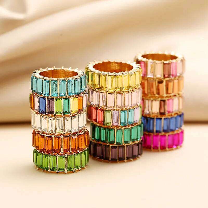 Fashion 3A Cubic Zirconia For Women Men 2020 Bohemian Colorful Rainbow Ring Woman Diy Statement Rings Party Wedding Jewelry