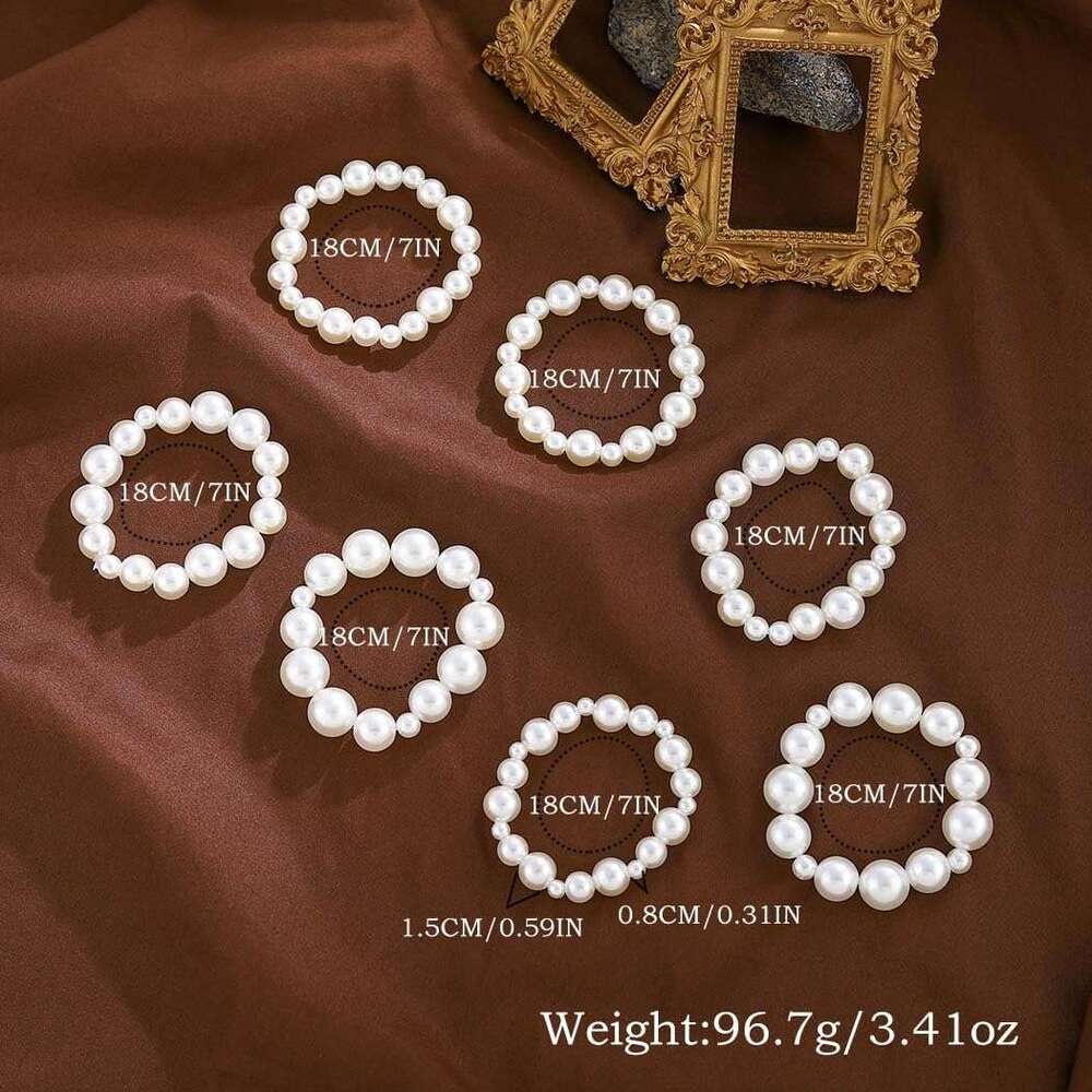 Bracelets for Women White Stretch Pearl Bangles Stacked Wedding Pearls Bracelet