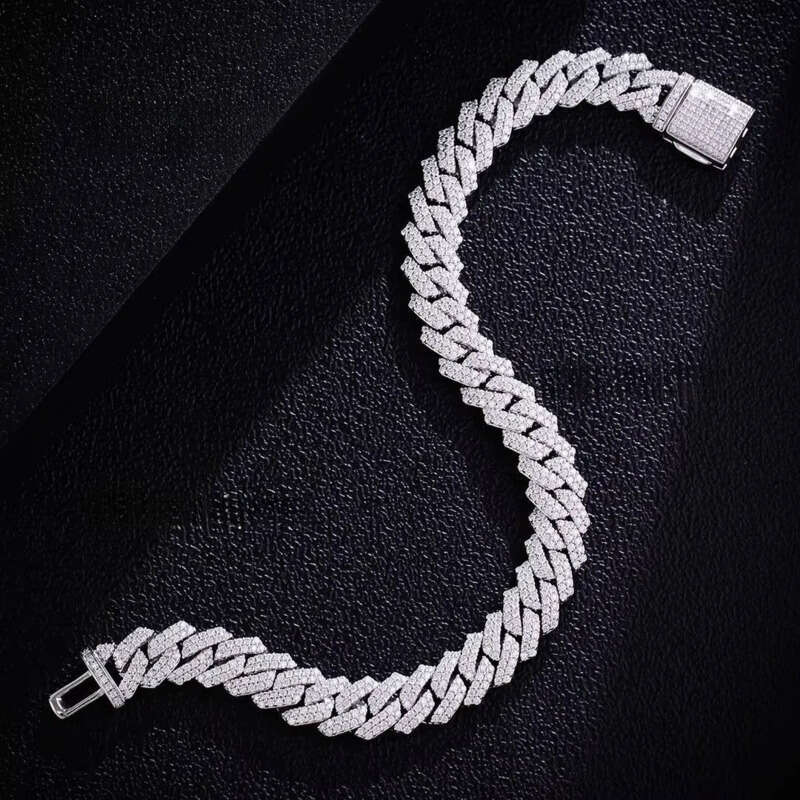 8MM Full Moissanite Chain Bracelet for Men Women Certified 100% Sterling Sier Hip Hop Cuban Link Male Jewelry Gift