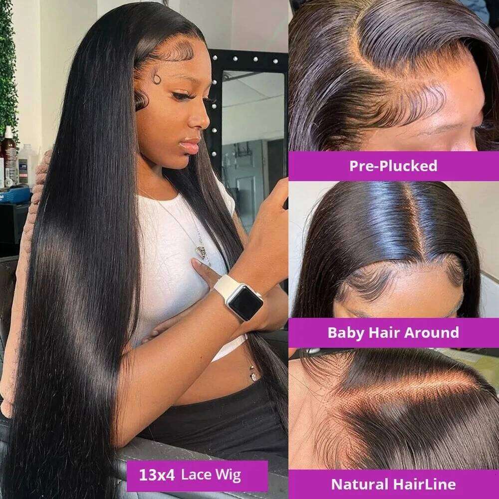Hd Transparent Straight 13X4 13X6 360 Front Human Hair Wig 36 38 Inch 4X4 Lace Closure Wigs Pre Plucked For Women Xiusiyuan2510