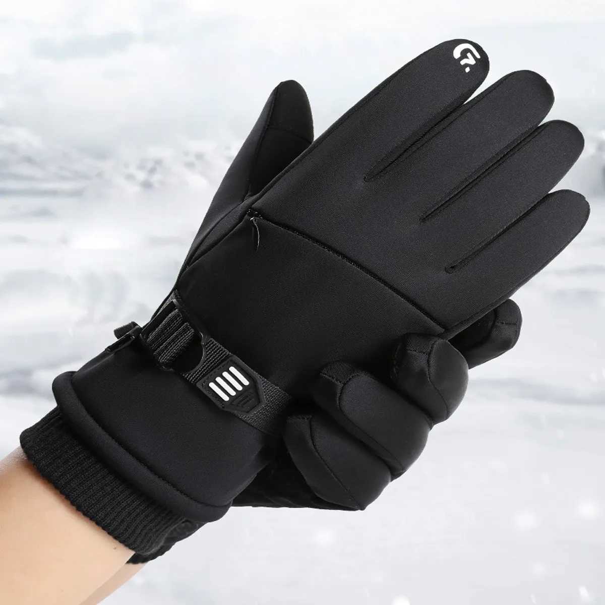 1 Pair Full Fingers Gloves Winter Outdoor Warm Cycling Gloves Touch Screen Gloves 3 layers of Thickening Sports Ski Gloves Z250925