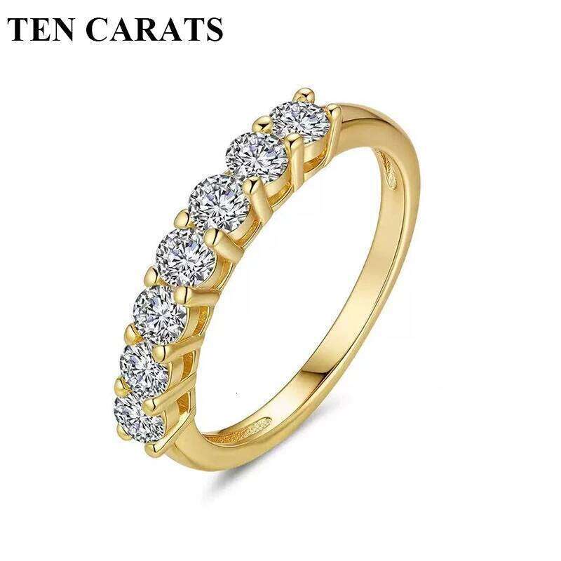 TEN CARATS S sterling sier GRA 3mm Moissanite seven-star row ring for women, gold-plated 14K jewelry gift