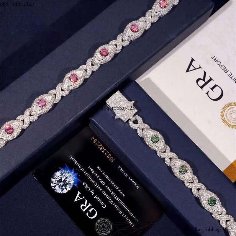 Plated Bracelet Custom Iced Out Colored Moissanite Dia Hip Hop Men Style Jewelry Sier Infinity Cuban Link Chain