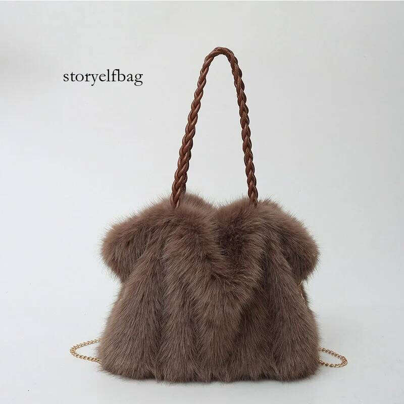Plush High-end Fashion Soft For Skin Shoulder Faux Fur Women's Bag