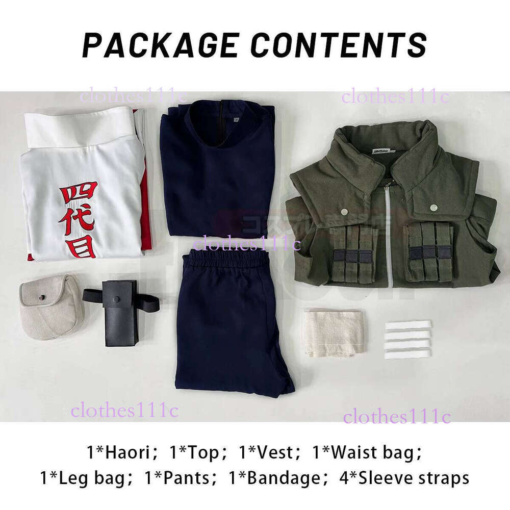 HOLOUN Anime Namikaze Minato Cosplay Costume Cloak Vest T-Shirt Pants Pouch Cos Convention Gift