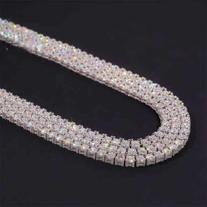 Hip Hop Fully Iced Out Double Sides Sterling Sier VVS1 5mm 6.5mm Moissanite Dia Cluster Tennis Chain Bracelet