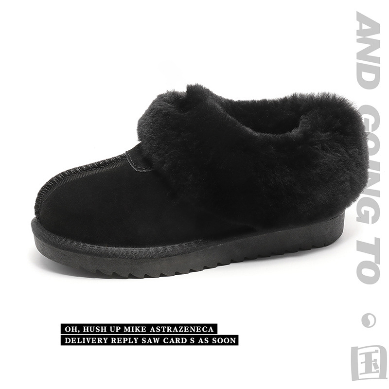 EBV designer shoes hot free shipping High quality cowhide fur on Leather new wool and plush thick warm and anti slip snow boots for woman