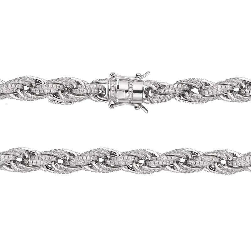 Customized Bulk Size 6mm 8mm 10mm Iced Out Cz Rope Chain Sterling Sier HipHop Jewelry Moissanite Cuban Necklace