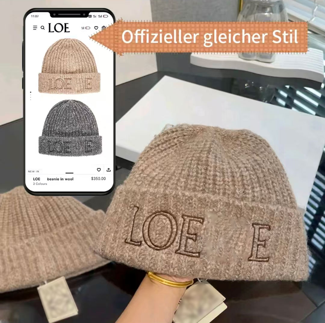 Brown cap 2025 Winter Women's Luxury designer Hats White wool knitted beanies