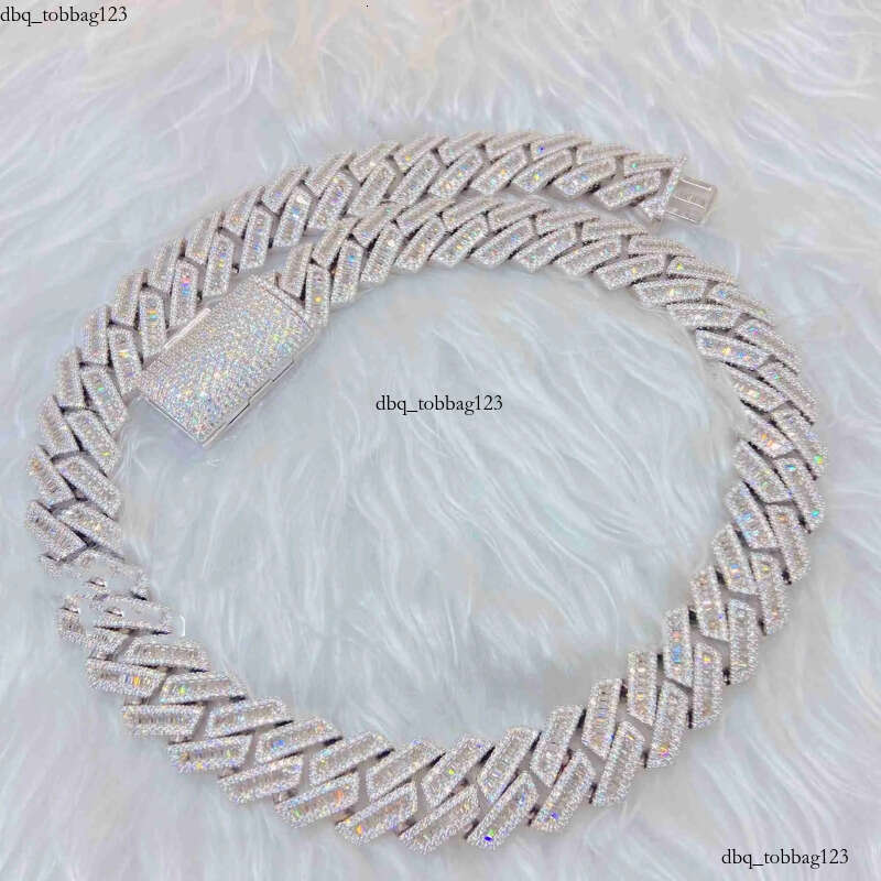 moissanite iced out cuban k chain Hip Hop Fine Jewelry Baguette Dia Men Necklace Sterg Sier Fully Vvs Moissanite designer jewelry 111