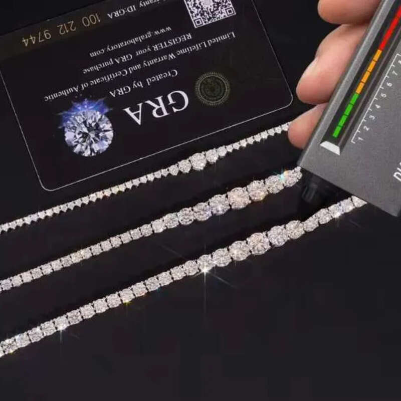 Hip Hop Sterling Sier Cuba VVS Moissanite Dia Tennis Chain Necklace Bracelet