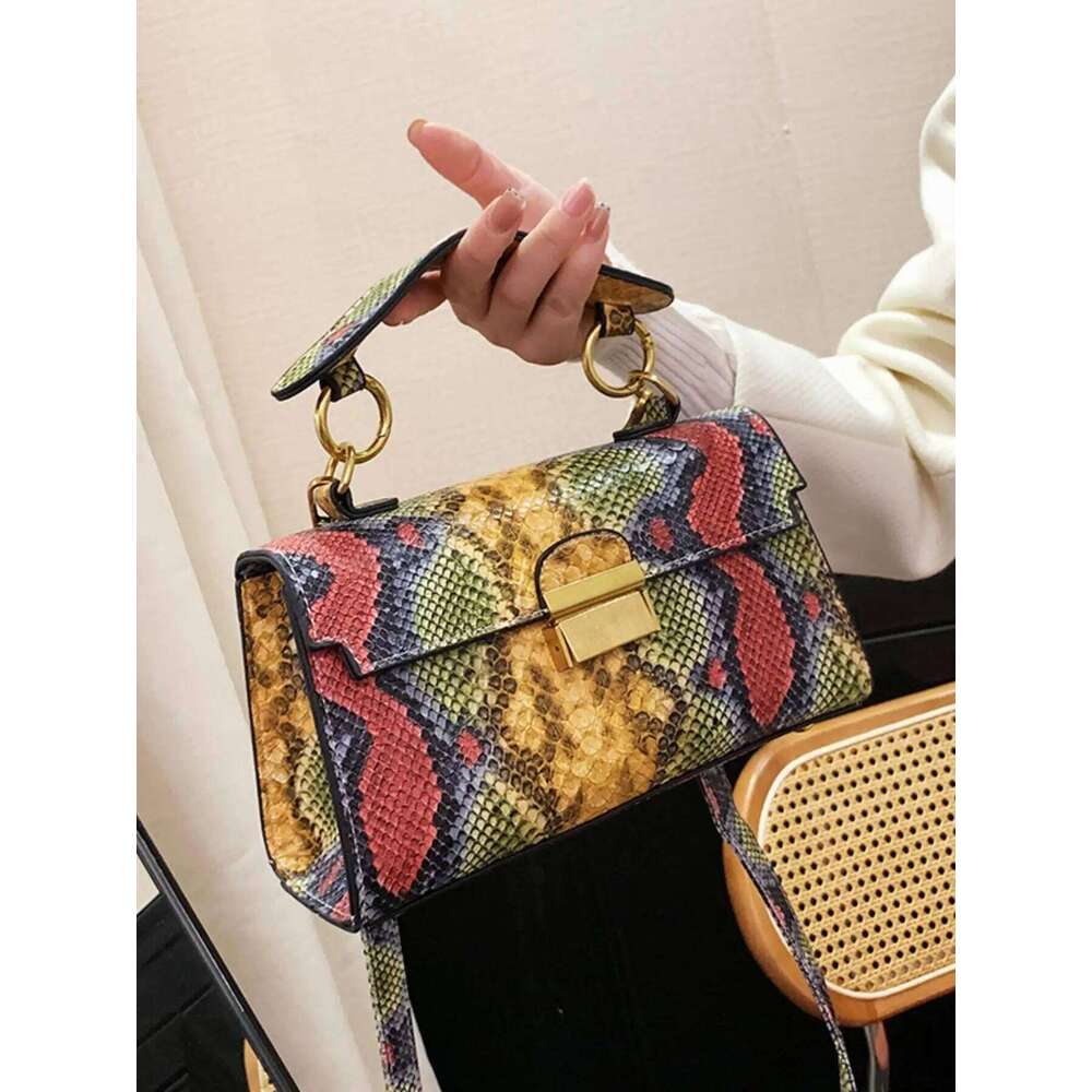 fashionable high-end texture light snake print niche design versatile handhold shoulder crossbody bag armpit loc
