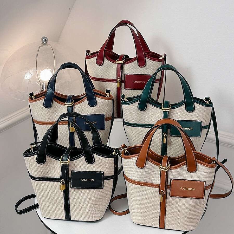 designer bag Luxury bag New Fashion Color-Block Crossbody for Women, Canvas Tote Bucket Bag