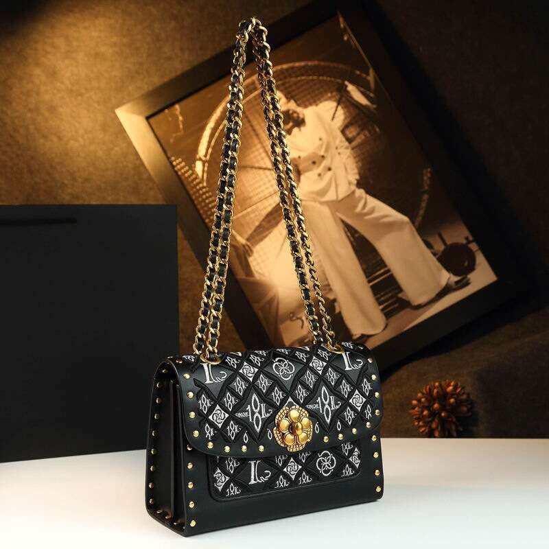 Luxury bag Embroidered Chain Underarm Exquisite New Chinese Genuine Leather Women s Single Shoulder Crossbody National Style Bag