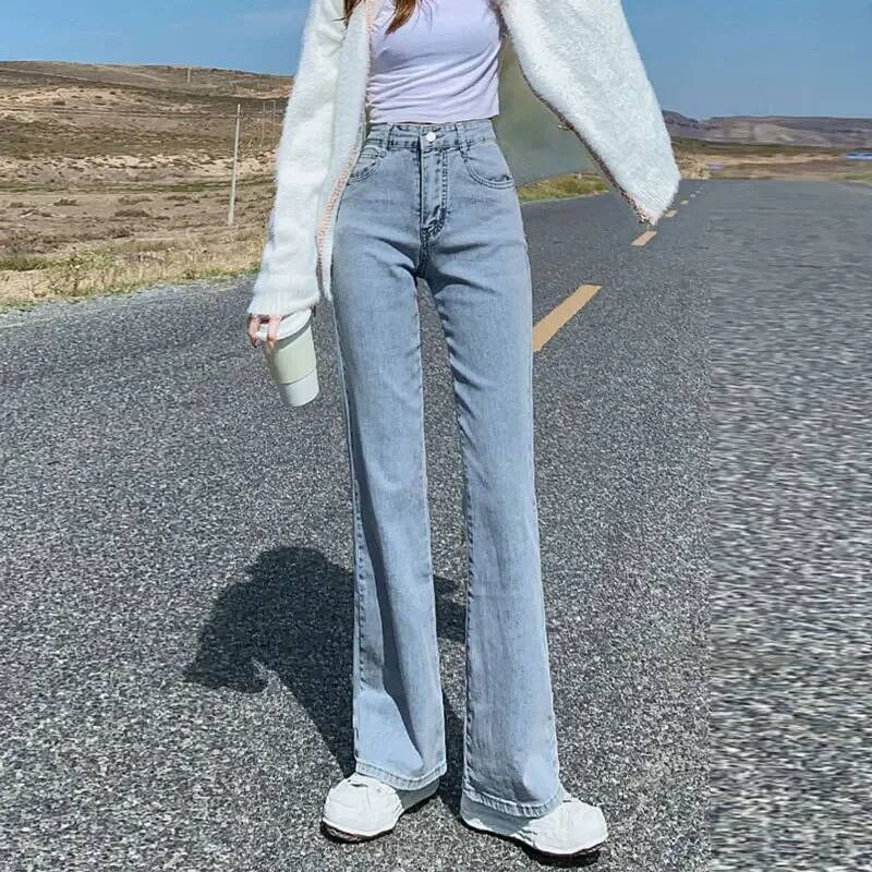 High-waisted Slimming Women's Jeans Petite Size Stretchy Floor-length Trousers Denim Fabric dongdumaoyi