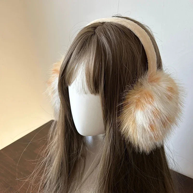 Y2k Leopard Faux Fur Earmuffs Folded Winter Warm Thickened Antifreeze Women Japanese Ear Protection Cycling Earbags Accessories 250930