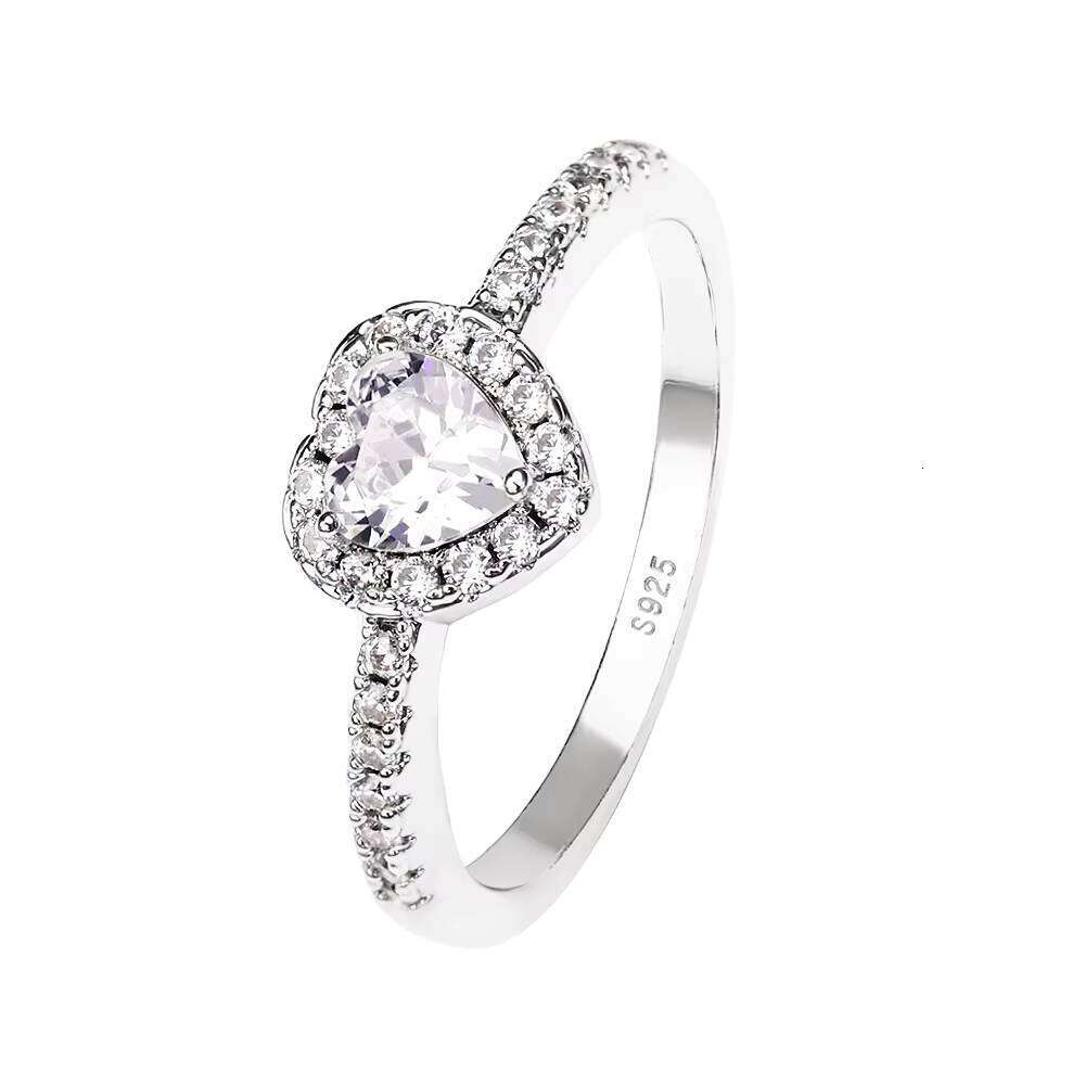 FOXI Sterling Moissanite Ring Waterproof Wedding Pink Heart VVS Moissanite Ring Ring Silver Engagement Ring