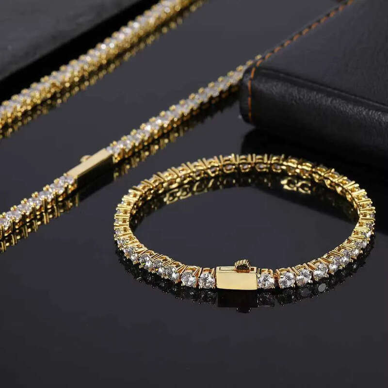 DHCollections Iced Out Tennis Chain Bracelet for Men Women 3-5mm Cubic Zirconia One Row Bling Hip Hop Style 7-8 Inch Adjustable Length 1 Piece