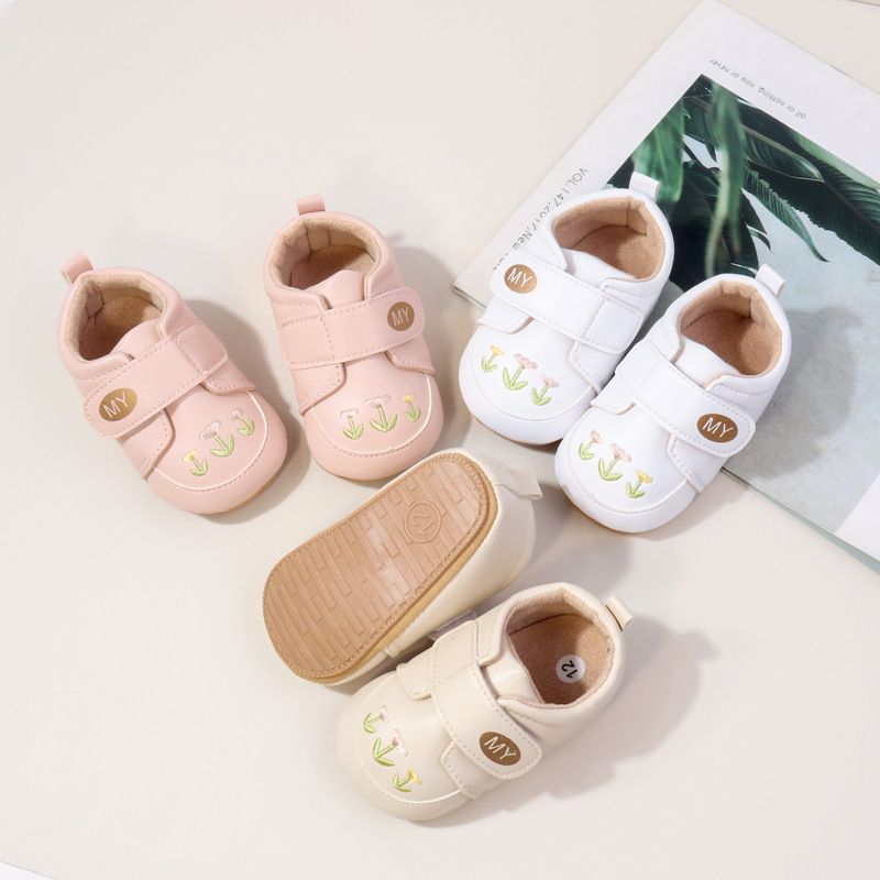 Cute Infant Girl Floral Design Anti Slip Protect Casual High Quality Baby Little Toddler Shoes Kidszworld First Walkers 0-18 Months K0481