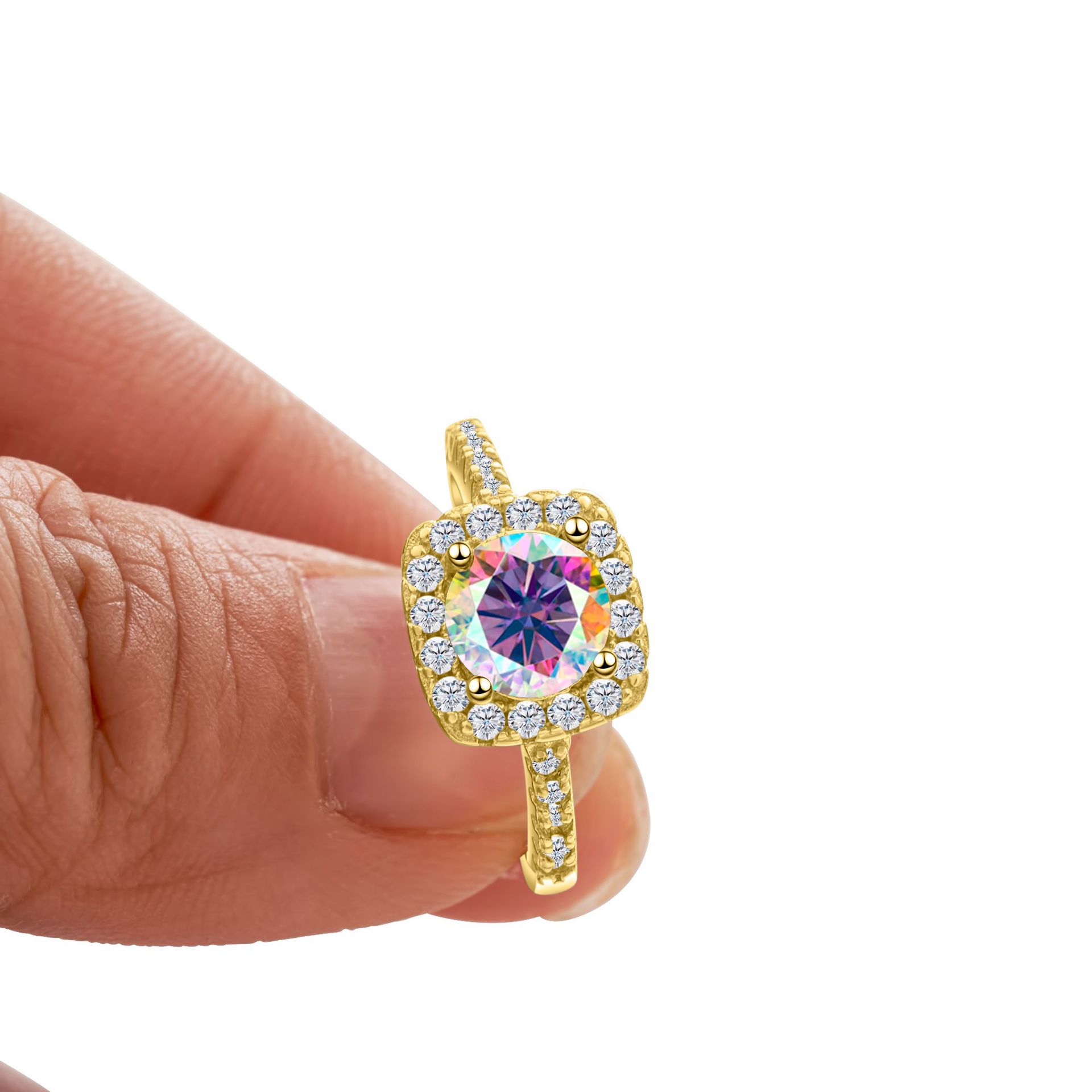 Square 1ct Quality Moissanite Classic Wedding S925 Jewelry Colored ring with box free shipping Valentine's Day luxury gift for girl