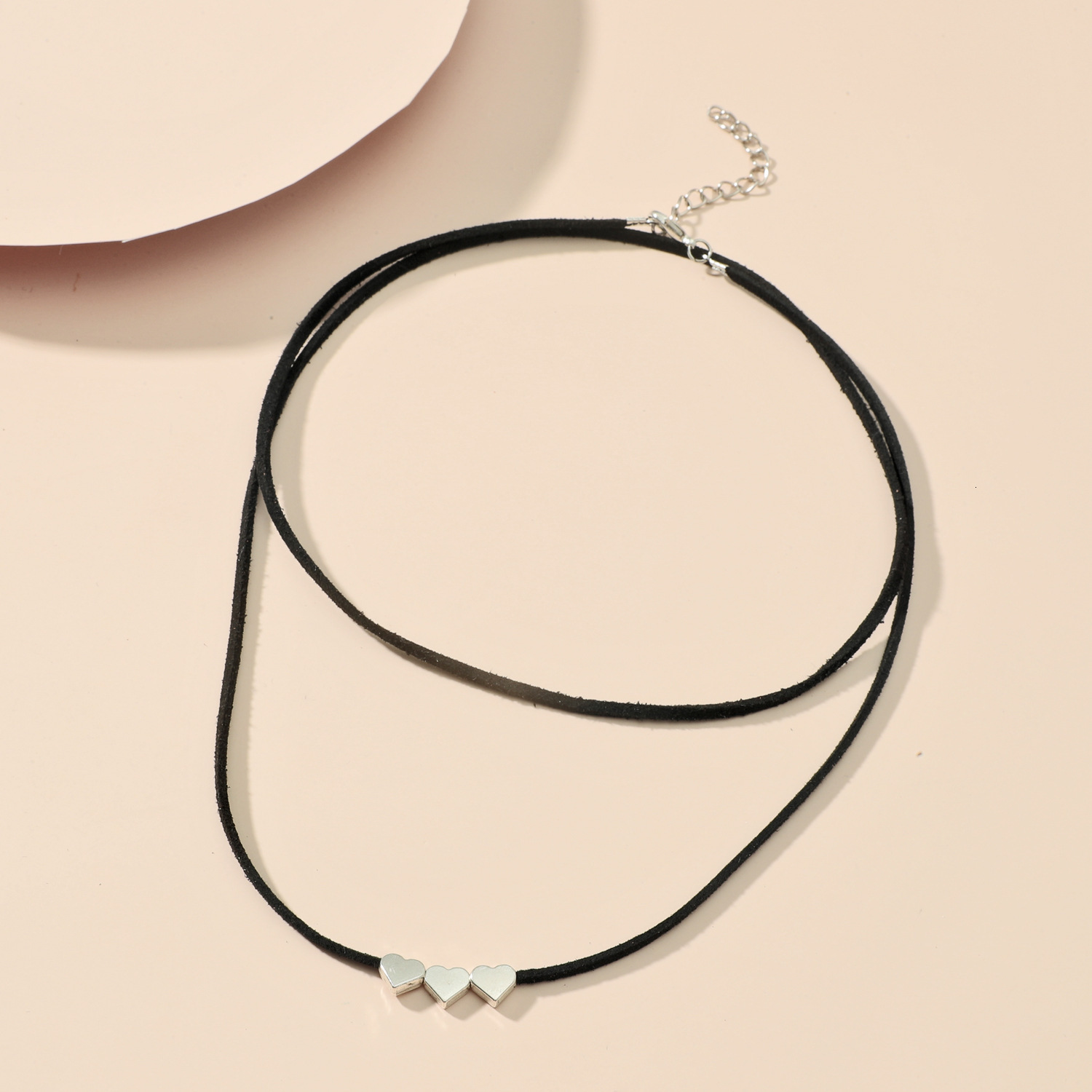 Minimalist Black Handwoven Double Layer Necklace Metal Star Heart Dragoy Choker Niche Design