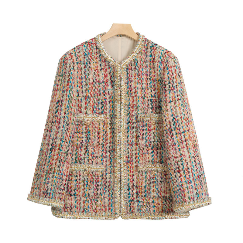 2025 Designer Jacket Color Treasure Yarn Wool Coat Women's Autumn and Winter New Collection Handmade Knitted Coarse Wool design Short Top Luxury 