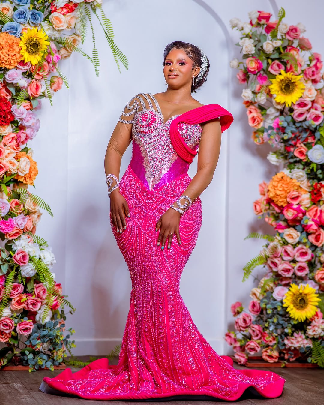 2025 Plus Size Pink Prom Dress Evening Dresses Formal Gowns Illusion Mermaid Sheer Neck Long Sleeves Beaded lace Birthday Dress Second Reception Gown 