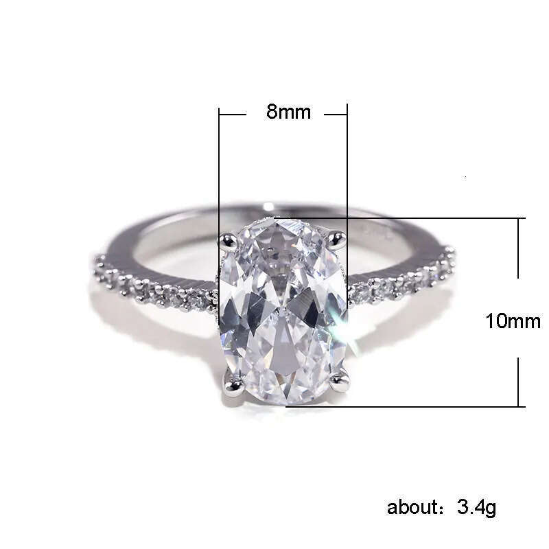 Huitan Oval Finger Dia Ring Band Dazzling Brilliant CZ Stone Four Prong Setting Classic Womens Wedding Rings Anniversary Gift For Wife&Girlfriend