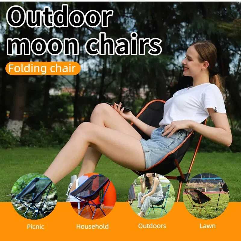 Portable Outdoor Moon Chair Camping Folding Chair Ultra Light Aluminum Alloy Compact Leisure Backrest Seat for Camping Picnic J250930
