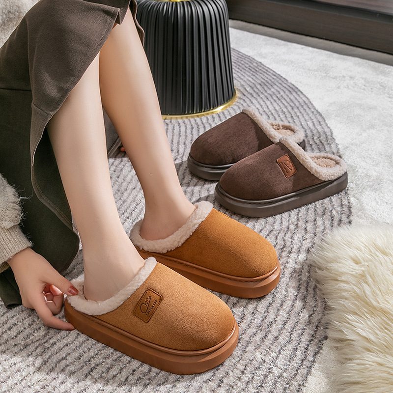 Lamb Wool for Women, Outdoor Wear, Thickened and Fleece-lined Winter Home Cotton Shoes, Plush Slippers, Warm Men's Slippers ddmymarket