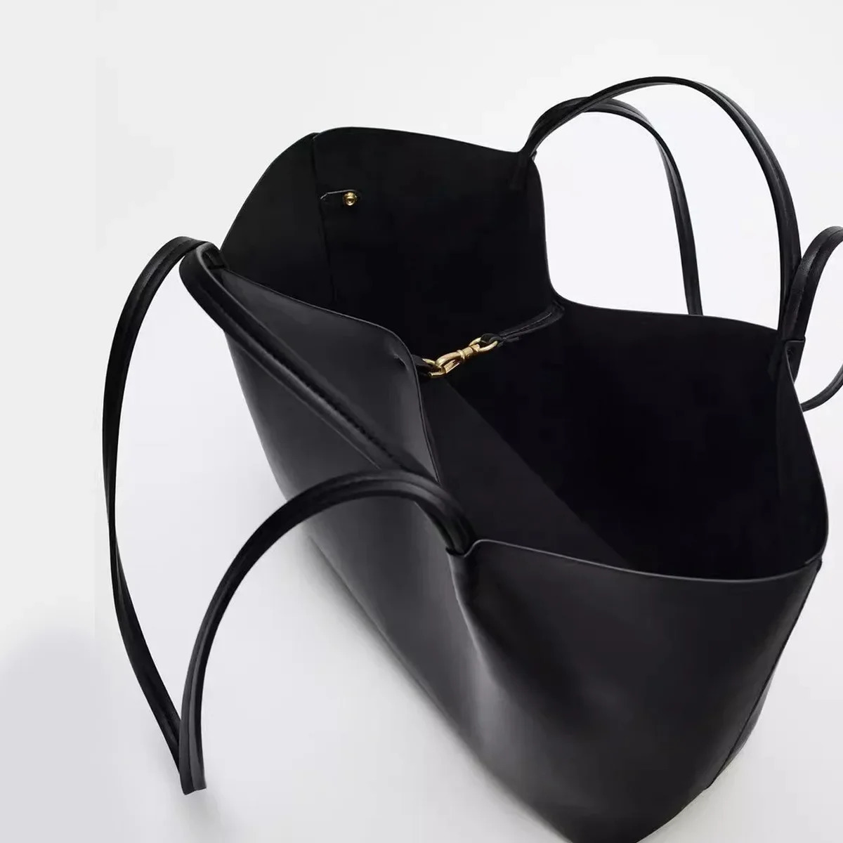 High Quality Large Capacity Tote Bags for Women Handbags Shoulder Bag Bags Black PU Leather Shopper Purses 250929
