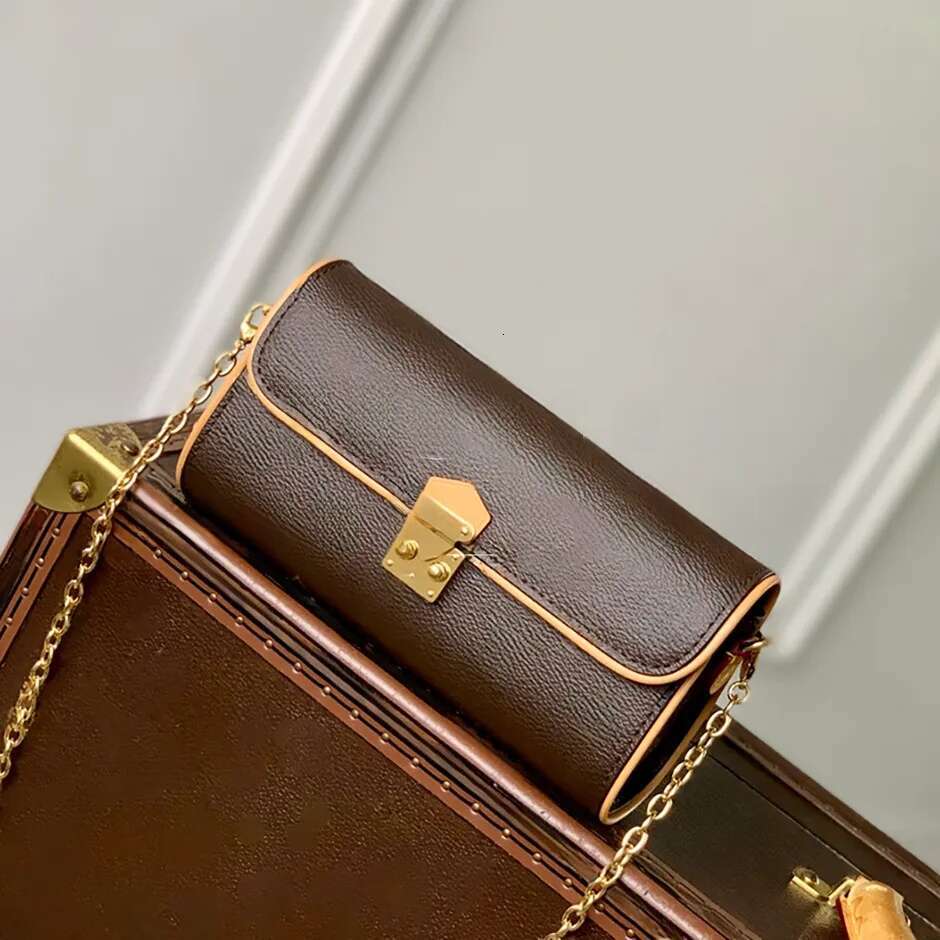 Mirror quality handbag Mini baguette Coated canvas genuine leather Chain Bag designer 20.5CM shoulder bag
