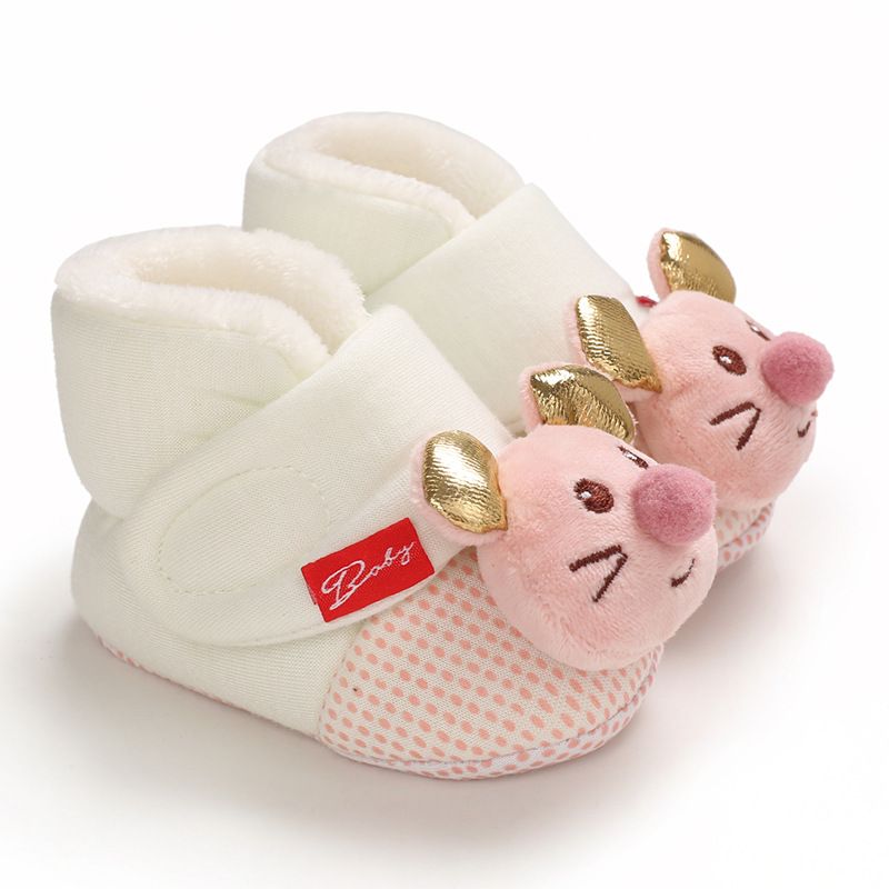 Infant Winter Shoes Toddler Cute Cartoon Cotton Warm Fluffy Baby Boots Shoes Kidszworld First Walker Shoes for Newborns 0-18 Months K0476