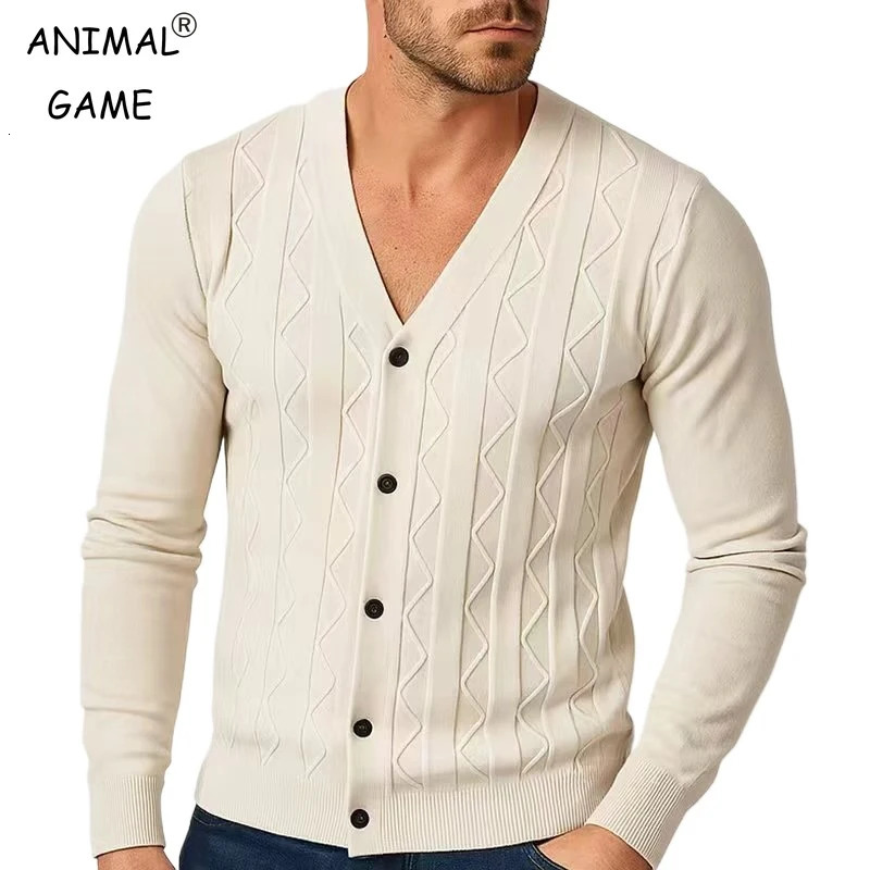 Mens Cable Knit Cardigan Sweater V Neck Casual Button Down Sweaters Long Sleeve Fall Outwear Lightweight Solid Color Tops 250929