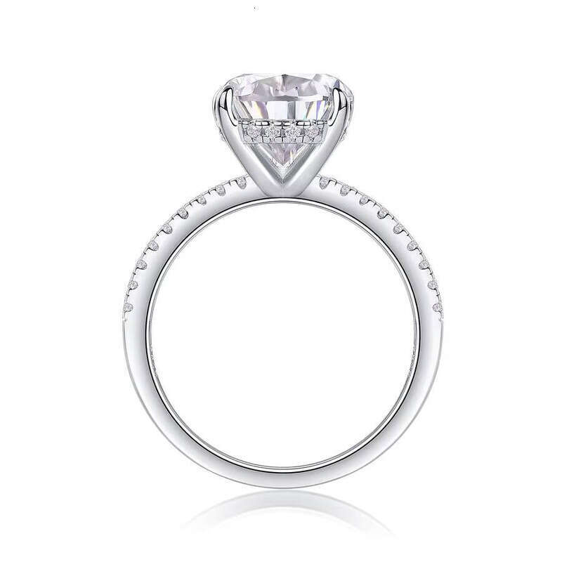 Women's Pear Cut Silicon Stone Ring GRA Certified S Silver Micro Pave Setting Laboratory Created
