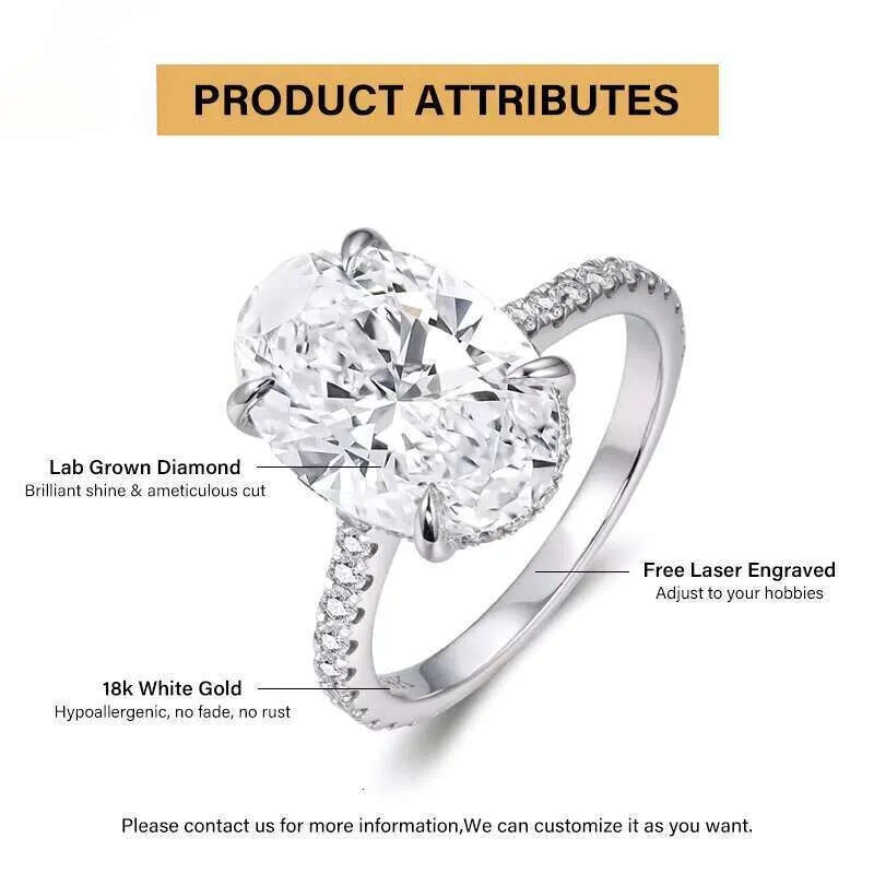 GIA IGI Certified CVD HPHT Lab Grown Created Dia 14k Solid Gold Oval Engagement Ring Fine Jewelry Rings for Women