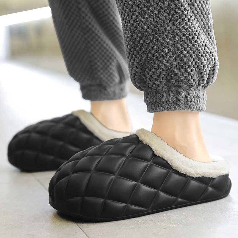 Designer shoes hot free shipping Winter Warm Thick Home Outdoor Slippers Solid Color Plush Cotton Slippers for woman and men black white grey