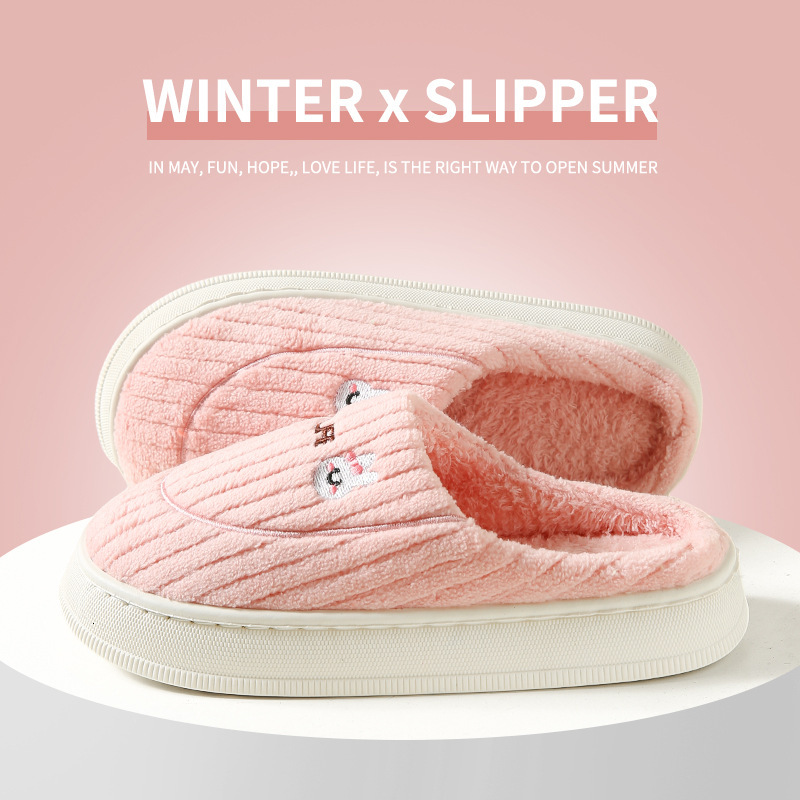 Women's Indoor Home Cotton Slippers, Warm Non-Slip Thick Sole Couple's New Style Furry Slippers for Men in Autumn and Winter ddmymarket