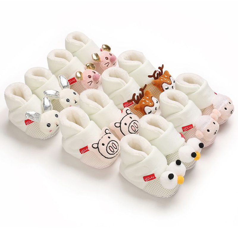 Infant Winter Shoes Toddler Cute Cartoon Cotton Warm Fluffy Baby Boots Shoes Kidszworld First Walker Shoes for Newborns 0-18 Months K0476