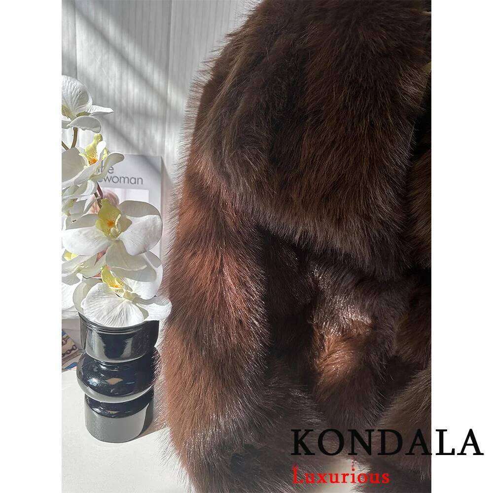KONDALA Casual Brown Thick Jackets Women Long Sleeve V Neck Autumn Winter Faux Fur Coats Fashion 2025 Streetwear Outwears