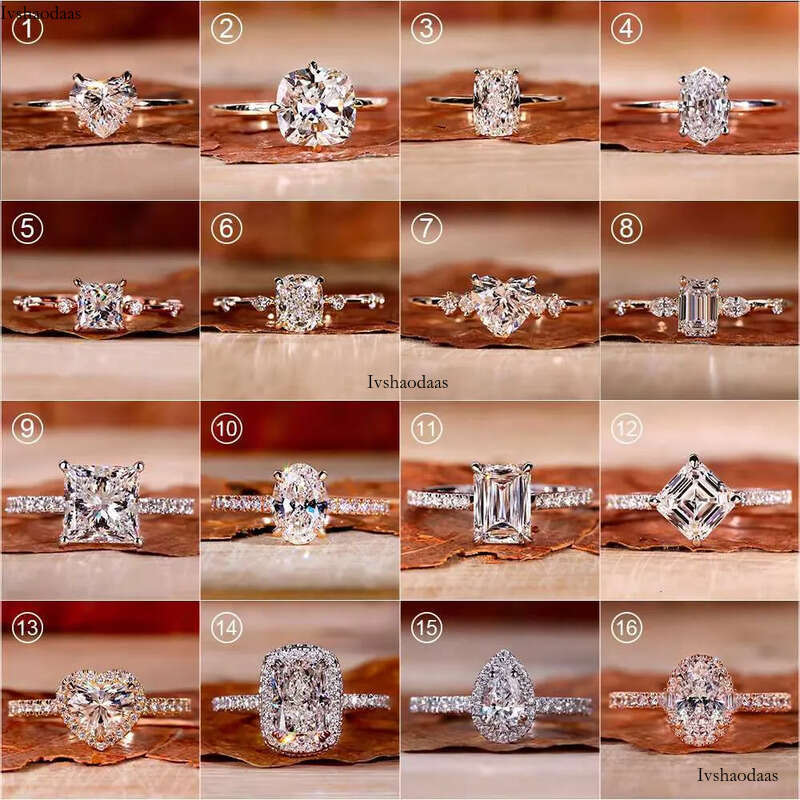 Wholesale 10K 14K Vvs Moissanite Engagement Rings Women Sier Dia Emerald Radiant Oval Cut Gold Ring Jewelry